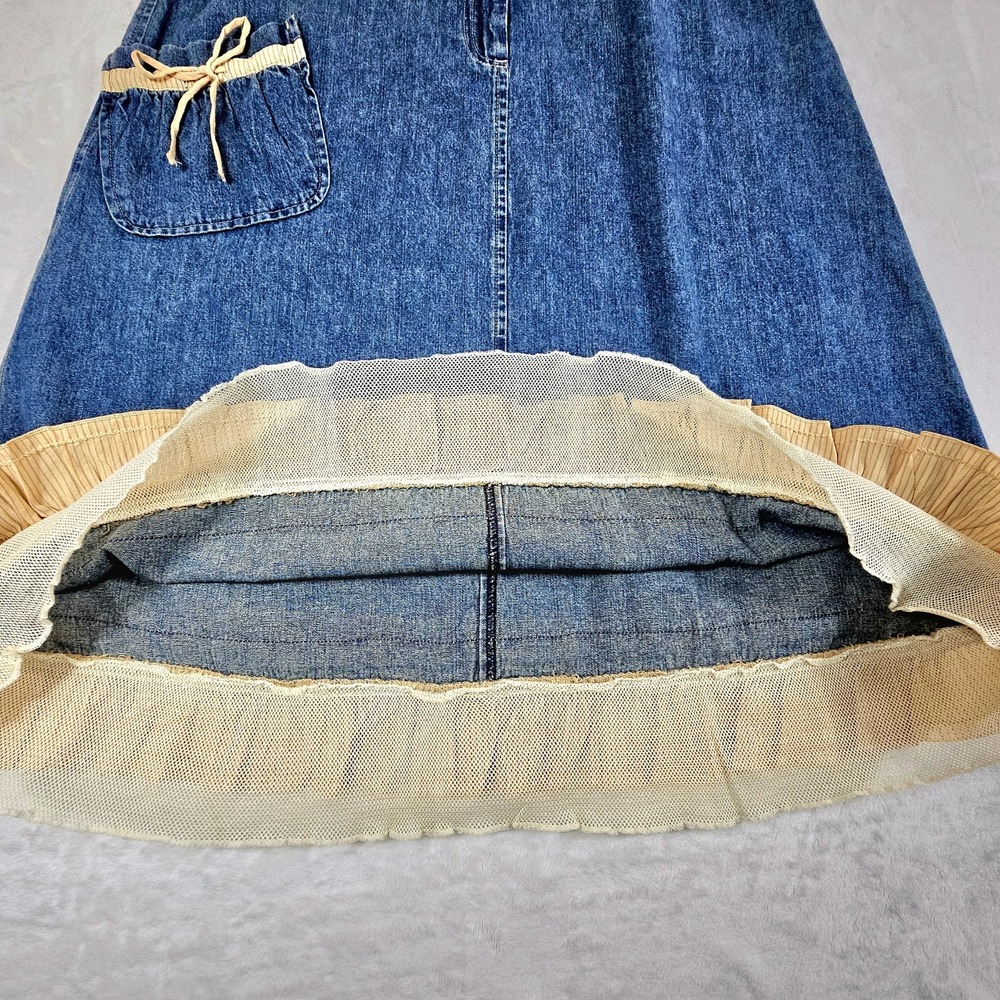 NWT Jill Brimfield Jean Skirt Size 10 Festival Boho Cottage Core Prairie Ruffle‎ - Picture 7 of 10